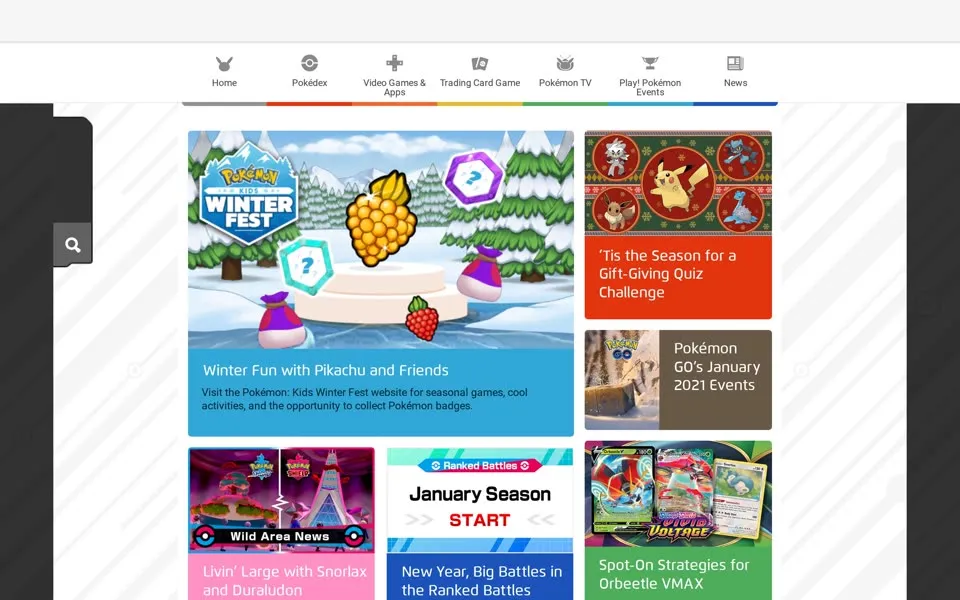 pokemon.com homepage in 2021