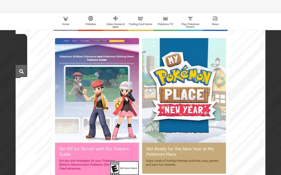 pokemon.com homepage in 2022