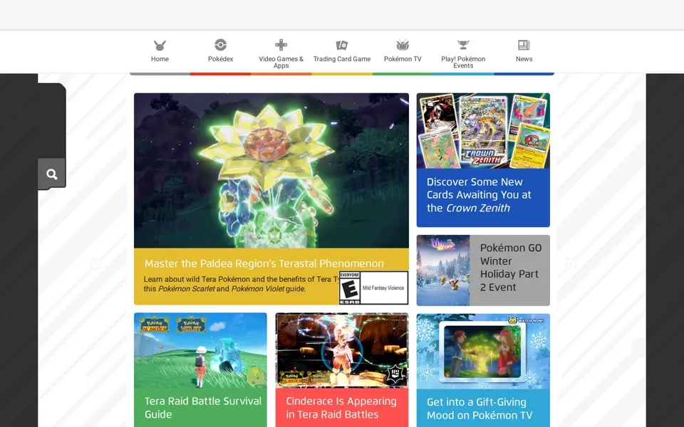 pokemon.com homepage in 2023