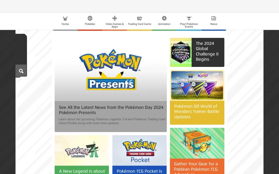 pokemon.com homepage in 2024