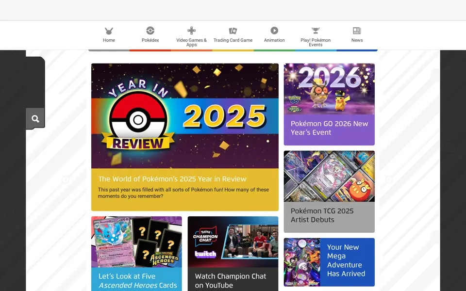 pokemon.com homepage in 2026