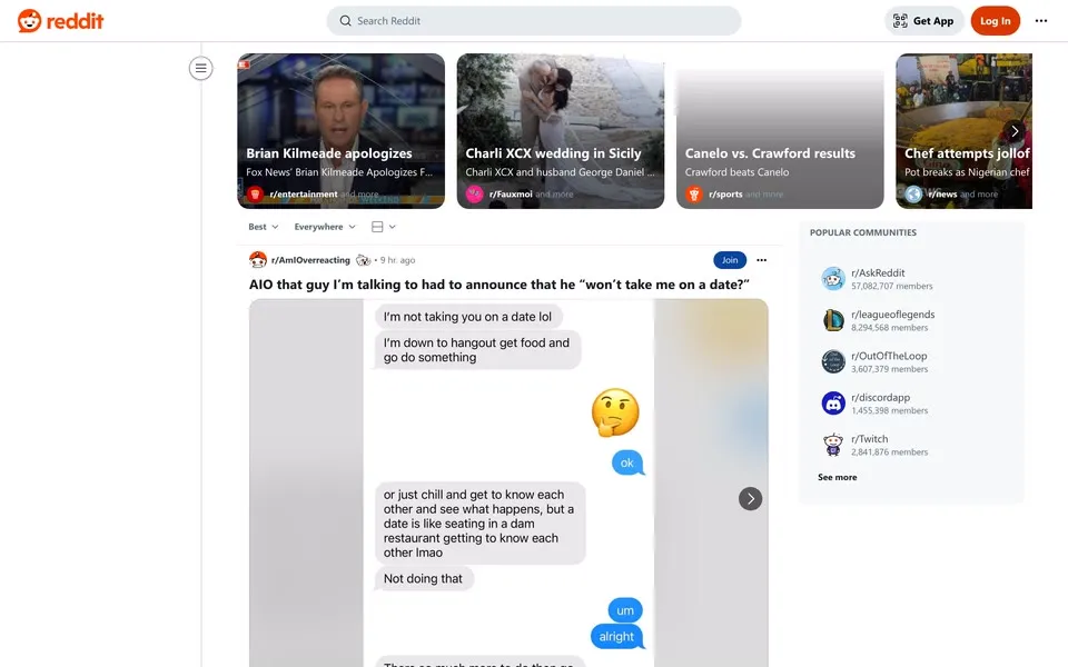 reddit.com homepage in 2025