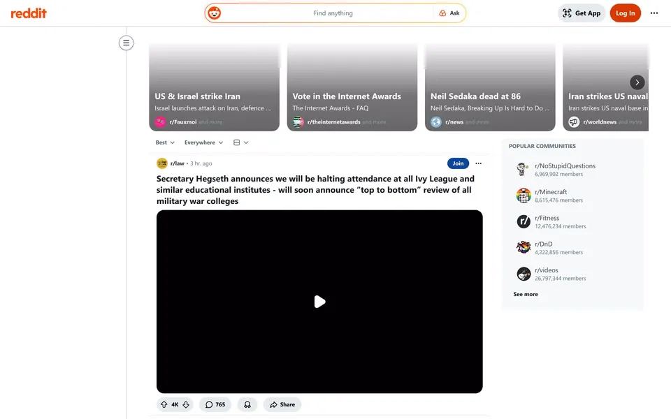 reddit.com homepage in 2026