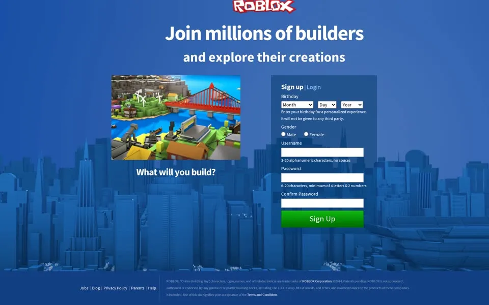 roblox.com homepage in 2014