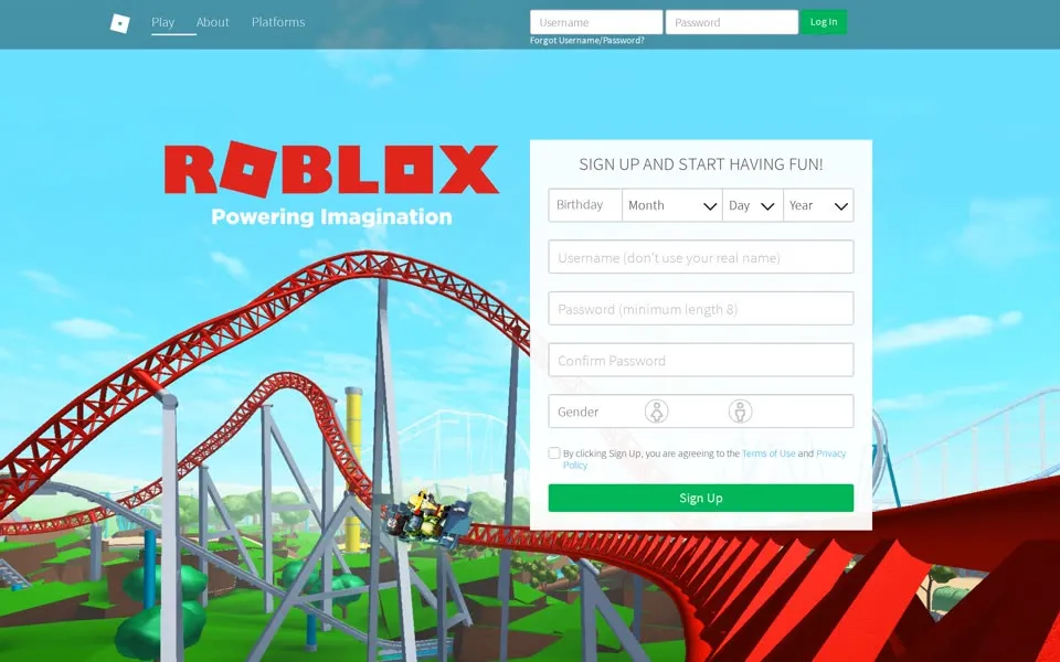 roblox.com homepage in 2017