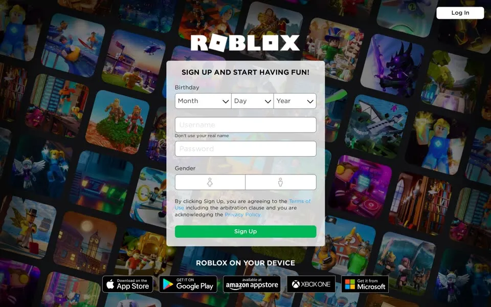 roblox.com homepage in 2020