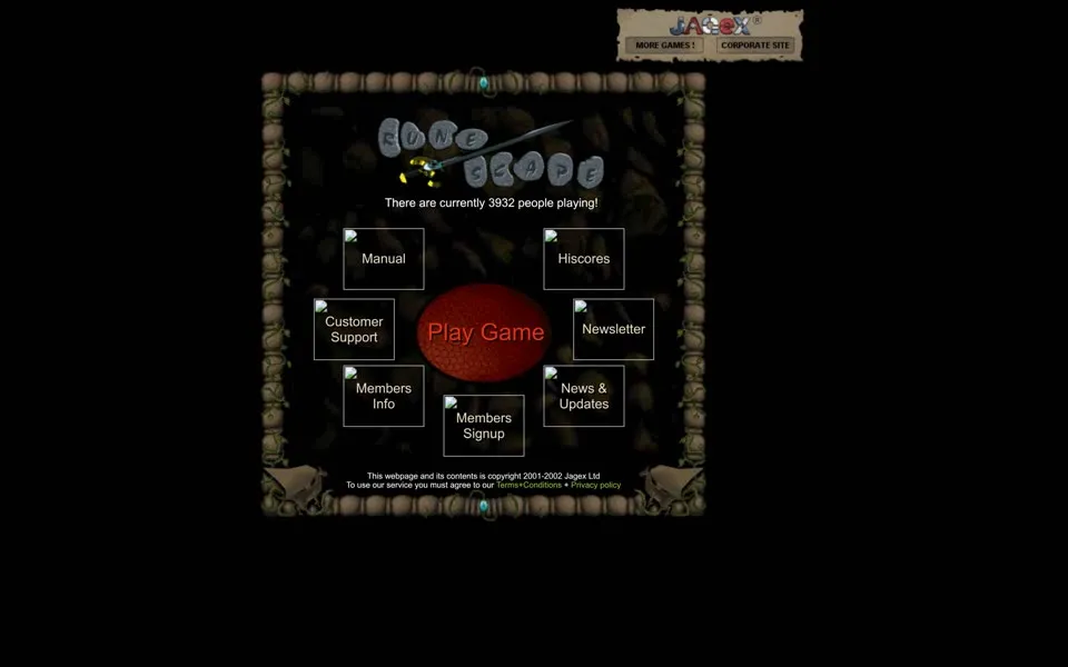runescape.com homepage in 2003