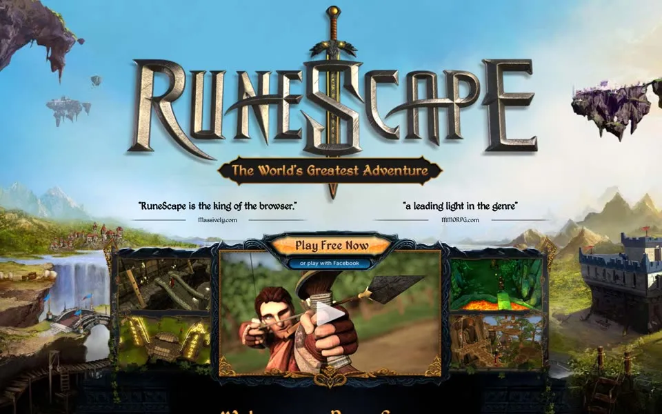 runescape.com homepage in 2012