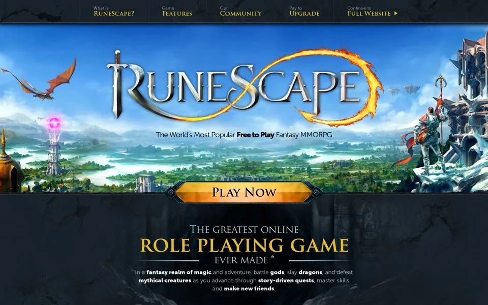 runescape.com homepage in 2014