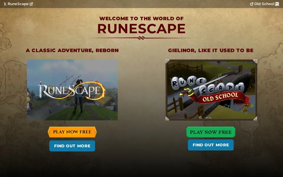 runescape.com homepage in 2025