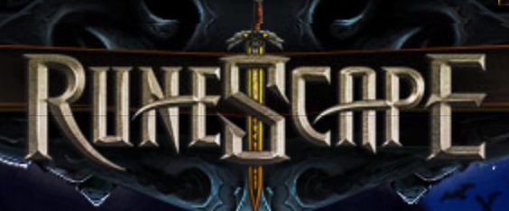 RuneScape logo on the 2011 runescape.com homepage: Tall metallic letters wrap around a central sword.