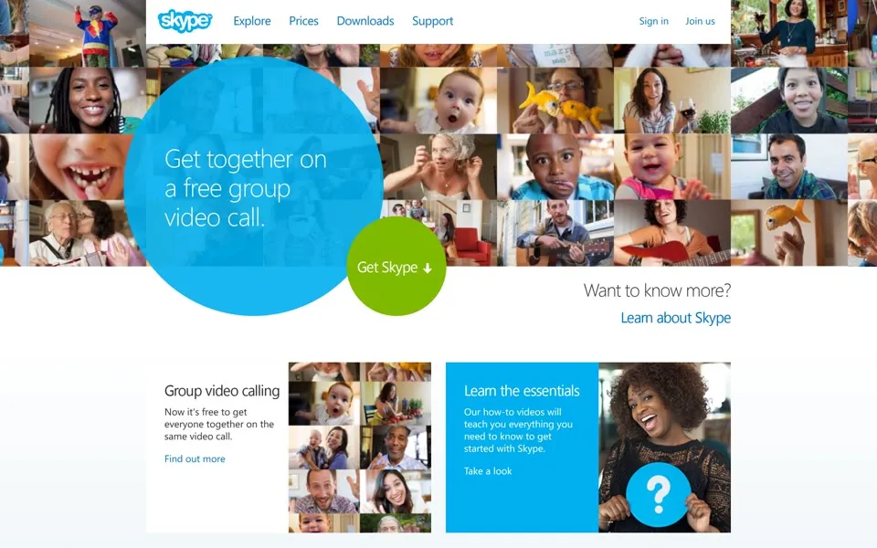 skype.com homepage in 2014