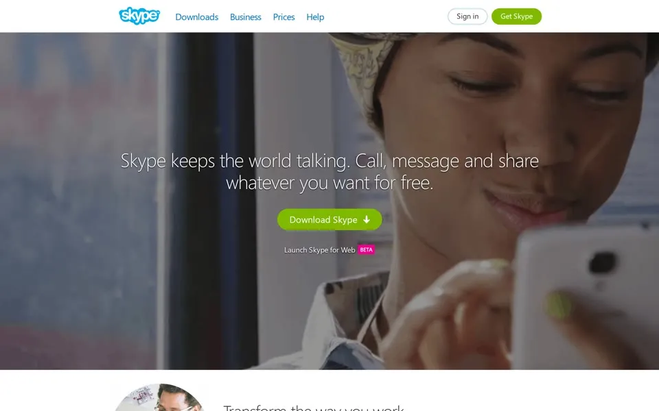 skype.com homepage in 2015