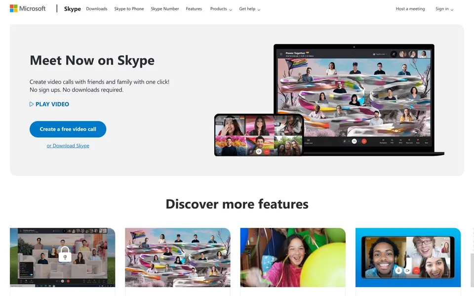 skype.com homepage in 2021