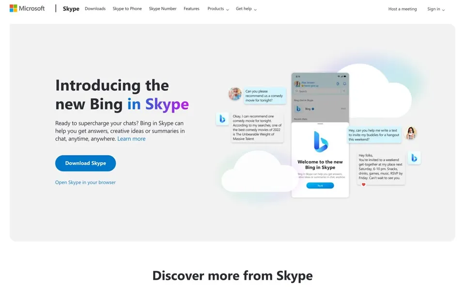 skype.com homepage in 2023