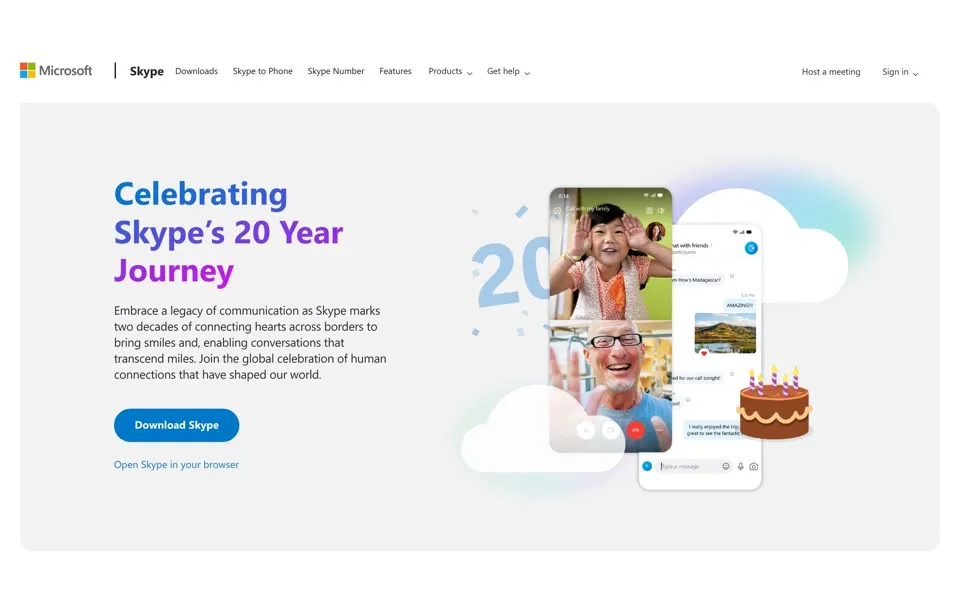 skype.com homepage in 2024