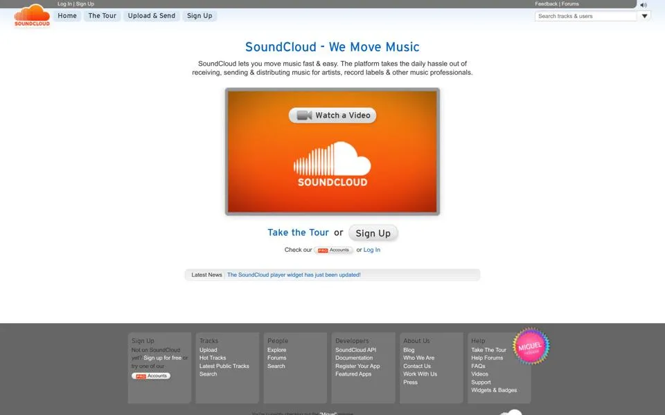 soundcloud.com homepage in 2009