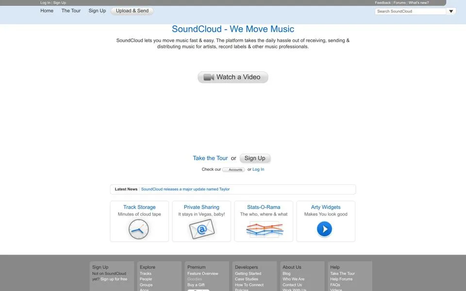 soundcloud.com homepage in 2010
