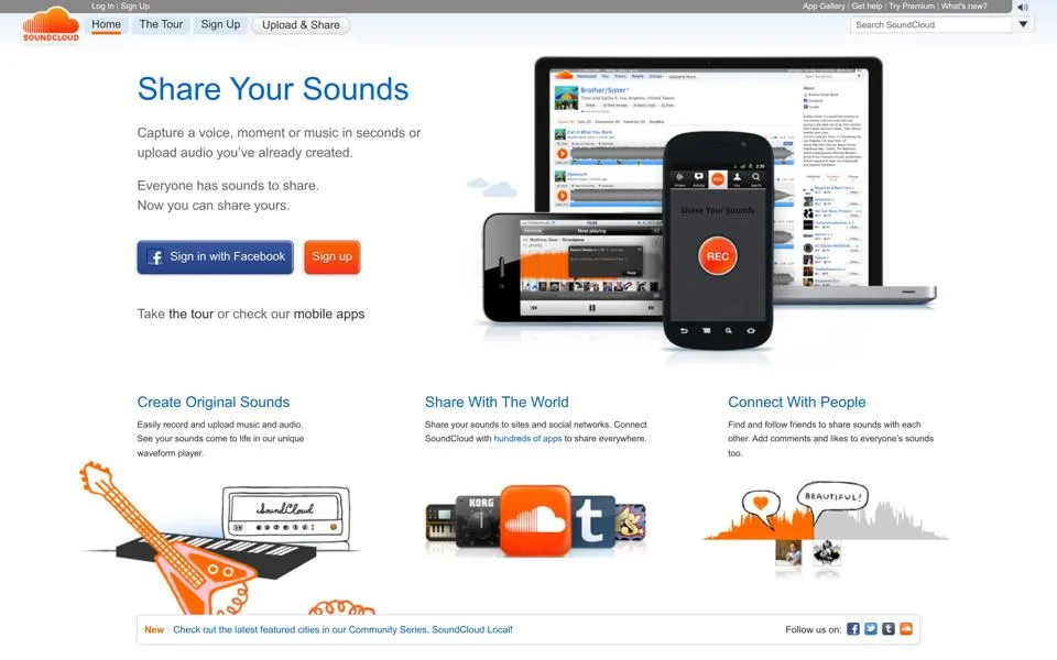 soundcloud.com homepage in 2012