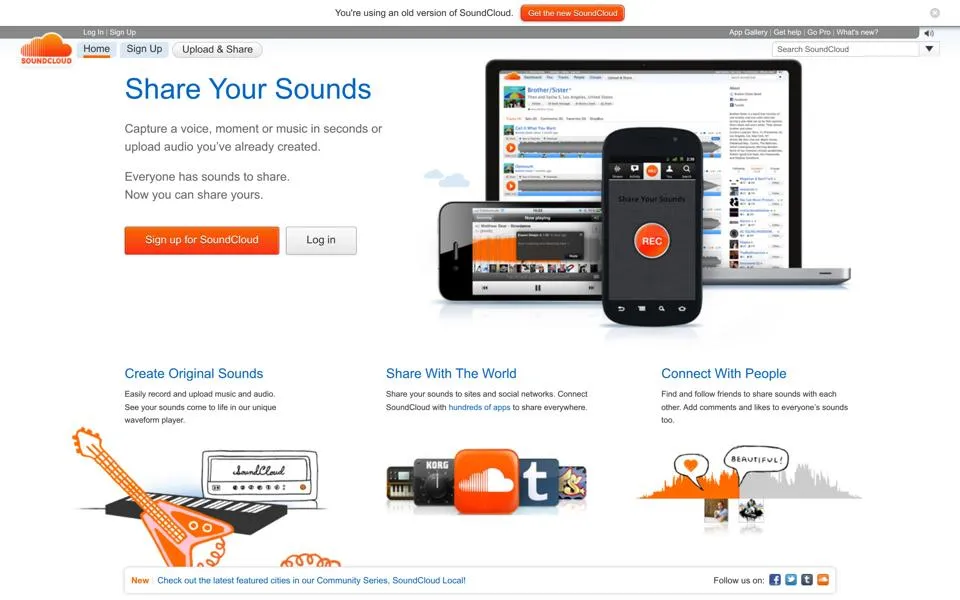 soundcloud.com homepage in 2014