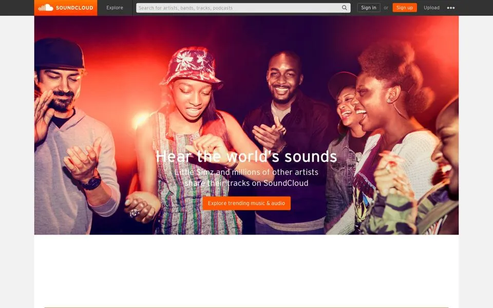 soundcloud.com homepage in 2015