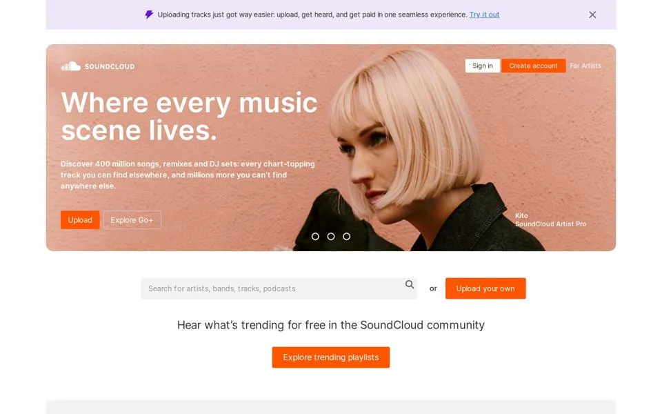 soundcloud.com homepage in 2025