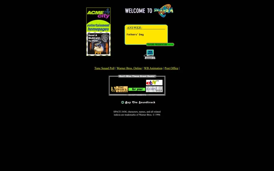 spacejam.com homepage in 1999