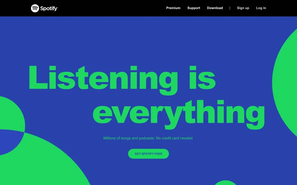 spotify.com homepage in 2022