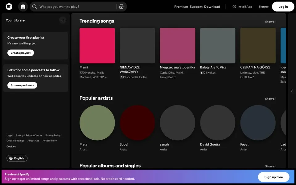 spotify.com homepage in 2026