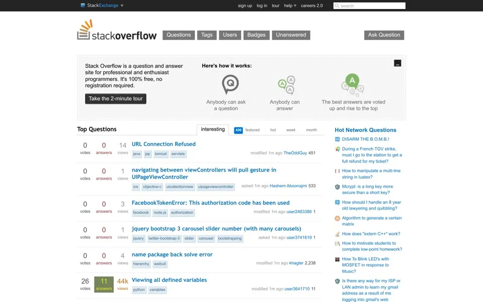 stackoverflow.com homepage in 2014