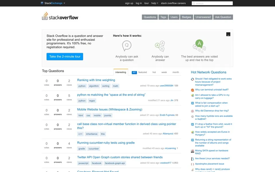 stackoverflow.com homepage in 2015