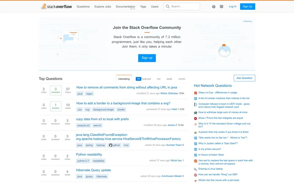 stackoverflow.com homepage in 2017