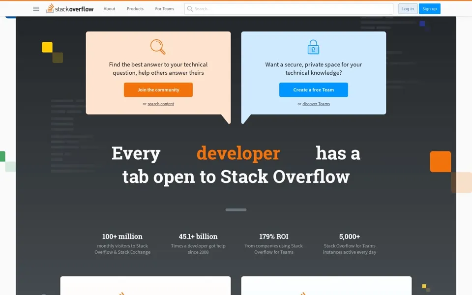 stackoverflow.com homepage in 2021