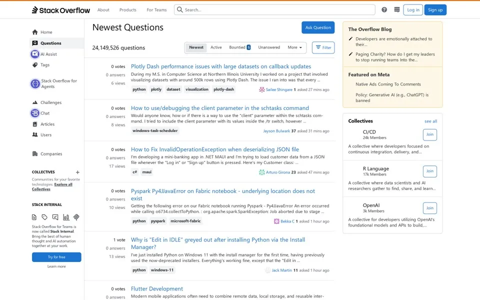 stackoverflow.com homepage in 2026