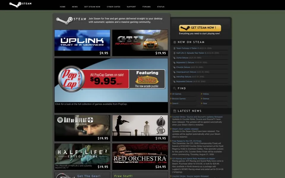 steampowered.com homepage in 2006