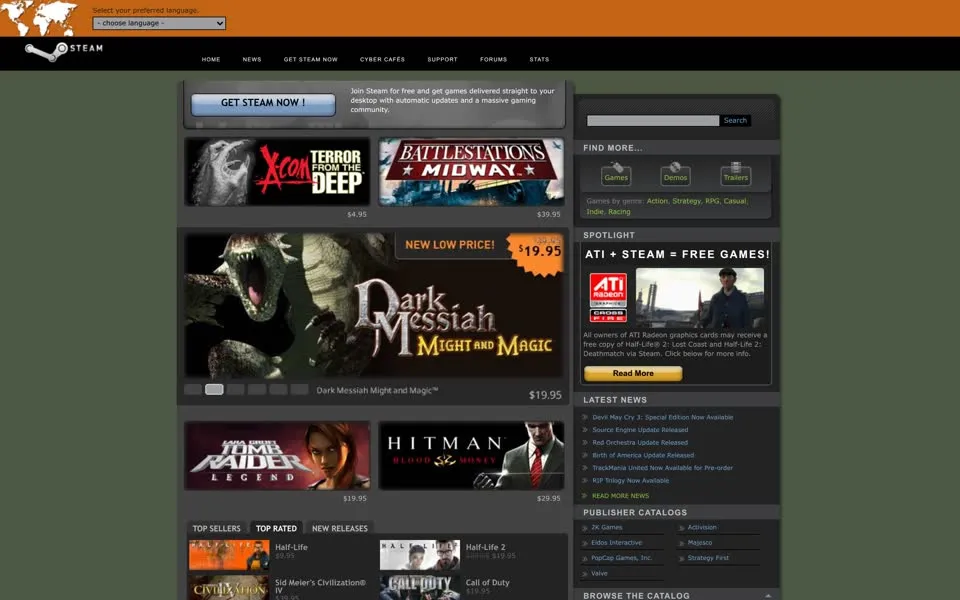steampowered.com homepage in 2007