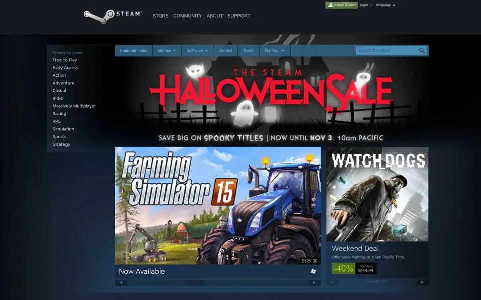 steampowered.com homepage in 2014