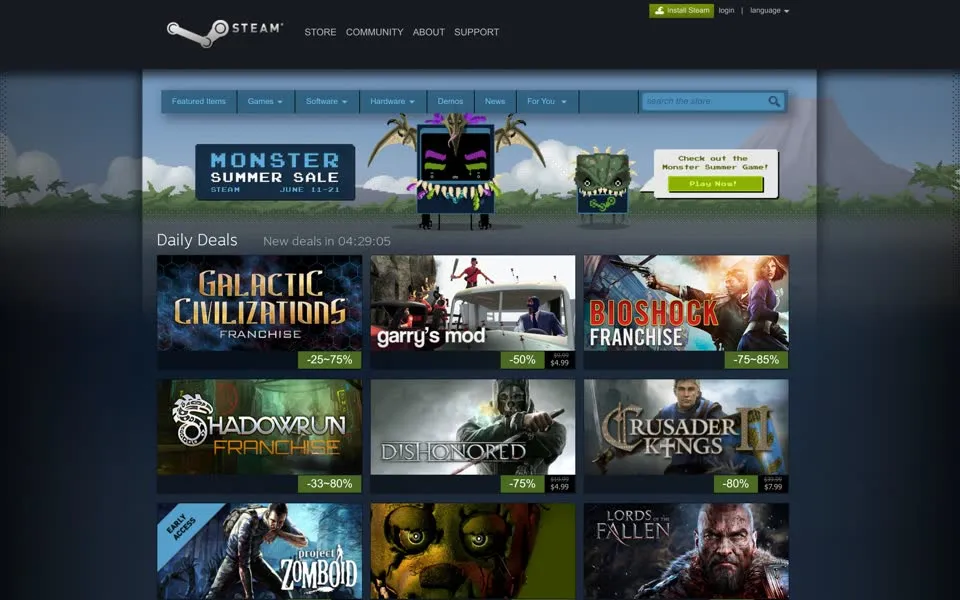 steampowered.com homepage in 2015