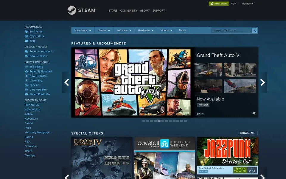 steampowered.com homepage in 2017