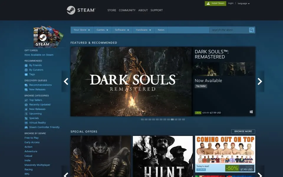 steampowered.com homepage in 2019