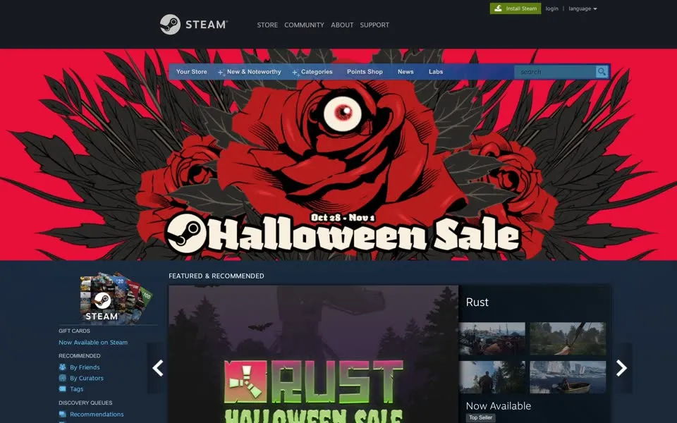 steampowered.com homepage in 2021