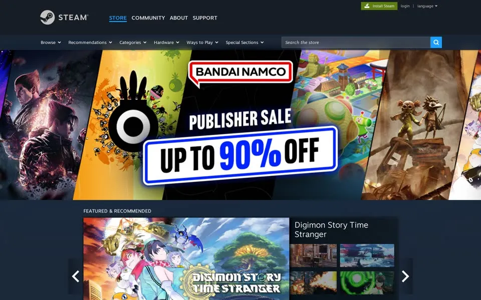 steampowered.com homepage in 2025