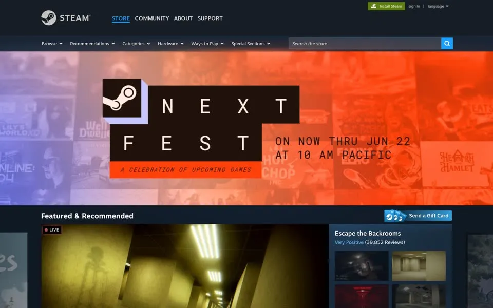 steampowered.com homepage in 2026