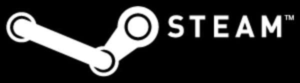 Steam logo on the 2002 steampowered.com homepage: White engine linkage beside the spaced STEAM wordmark.