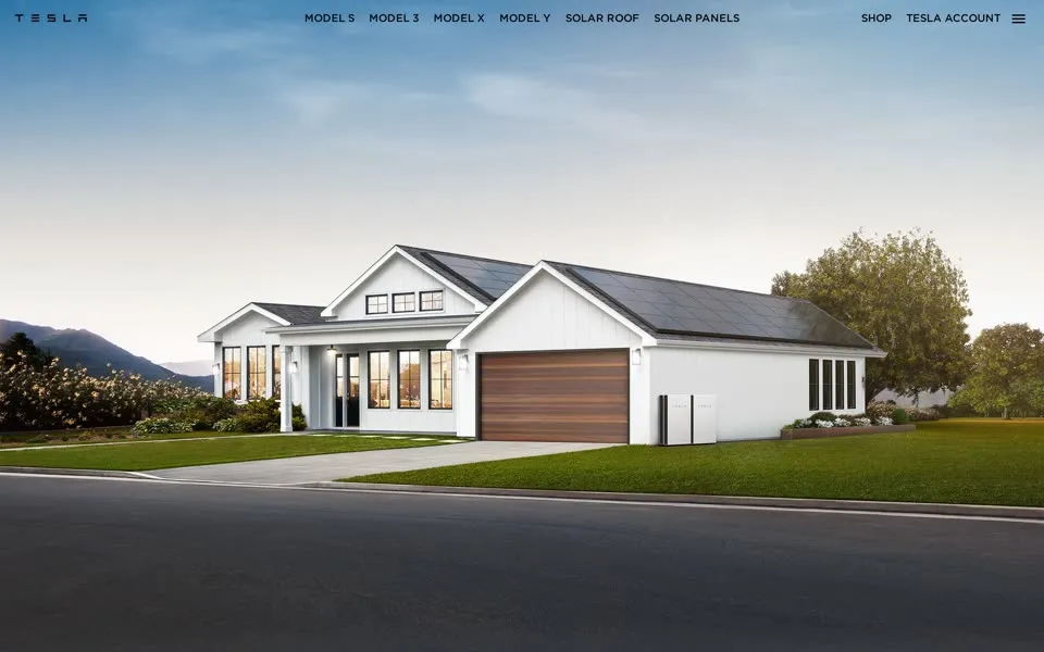 tesla.com homepage in 2021