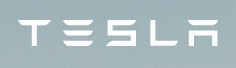 Tesla logo on the 2015 tesla.com homepage: The red badge and T give way to a white wordmark.