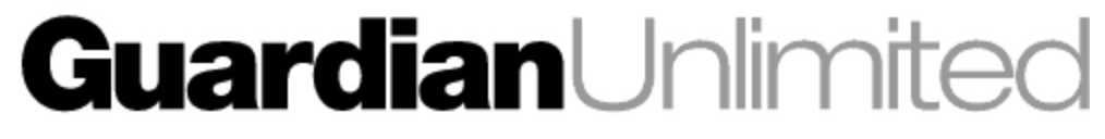 The Guardian logo on the 1999 theguardian.com homepage: Guardian Unlimited combines bold black and thin grey lettering