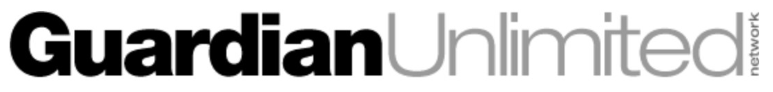 The Guardian logo on the 2000 theguardian.com homepage: A small vertical “network” label joins Guardian Unlimited