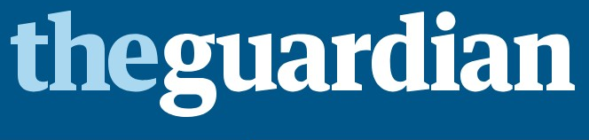 The Guardian logo on the 2015 theguardian.com homepage: The wordmark turns white on a blue masthead
