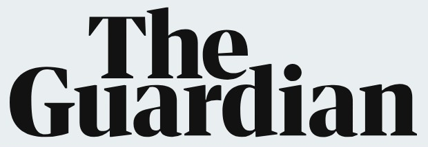 The Guardian logo on the 2018 theguardian.com homepage: The Guardian becomes a black wordmark on two lines